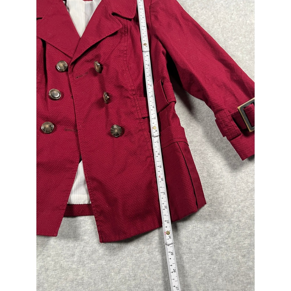 Banana Republic Pea Coat Jacket Women 6 Red Double Breasted Y2K Preppy Academia - Picture 5 of 9